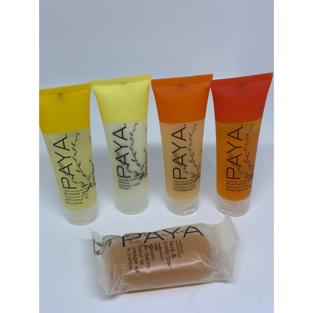 PAYA Travel Bath Essentials 5-Piece Set‎ Mini Shower Gel Lotion Shampoo Bar NEW